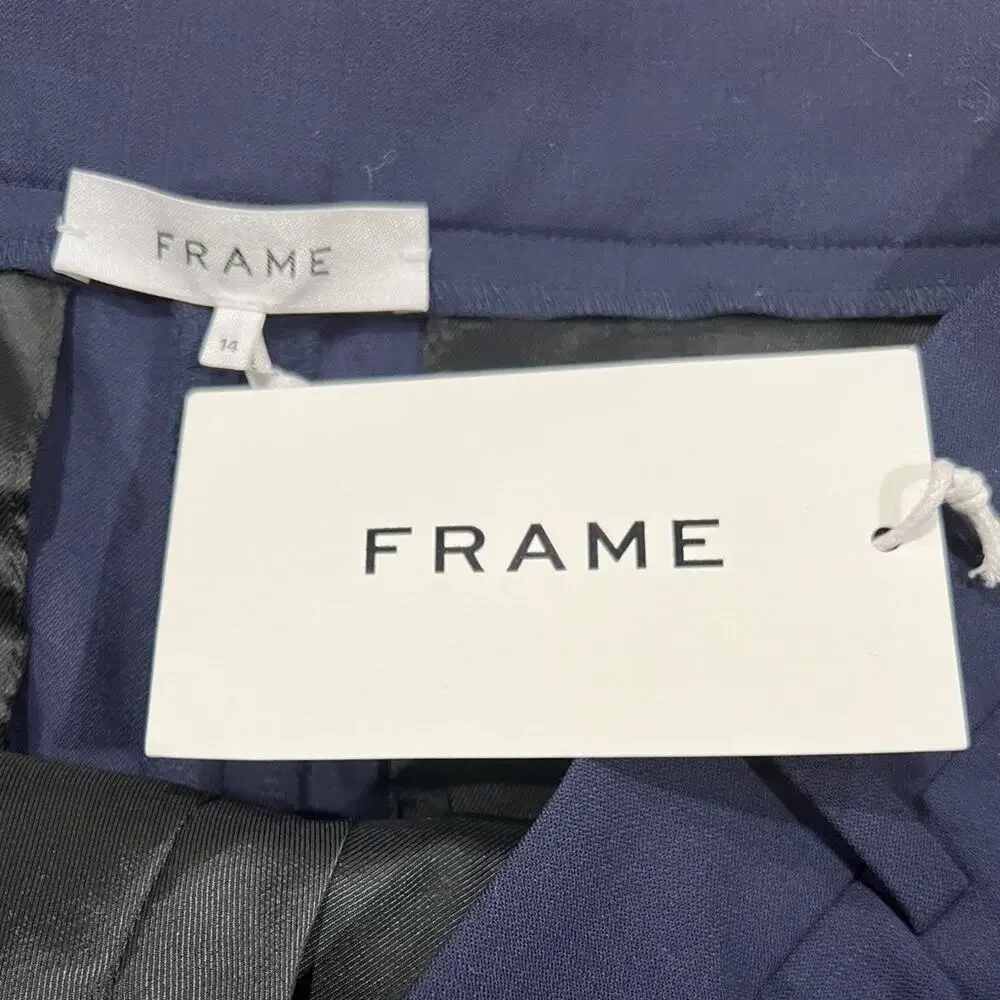 FRAME High Waist Wide Leg Trousers in Blue Size 14 NWT